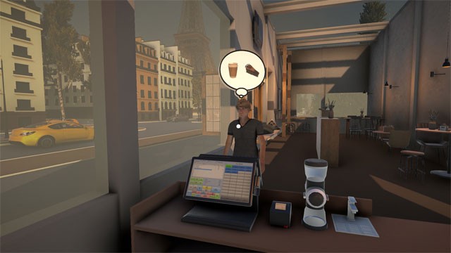 Phục vụ những vị khách đến với Cafe Paris bằng đồ uống và thức ăn ngon