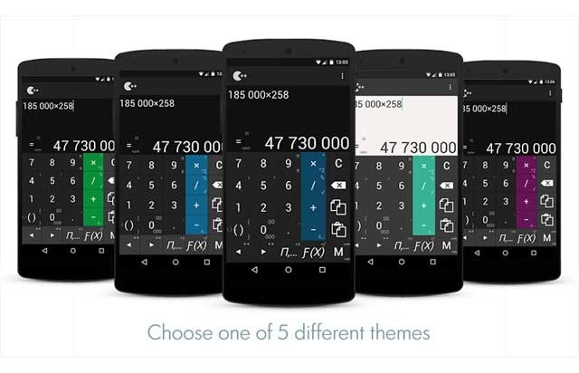 Calculator ++ for Android có 5 theme để người dùng lựa chọn