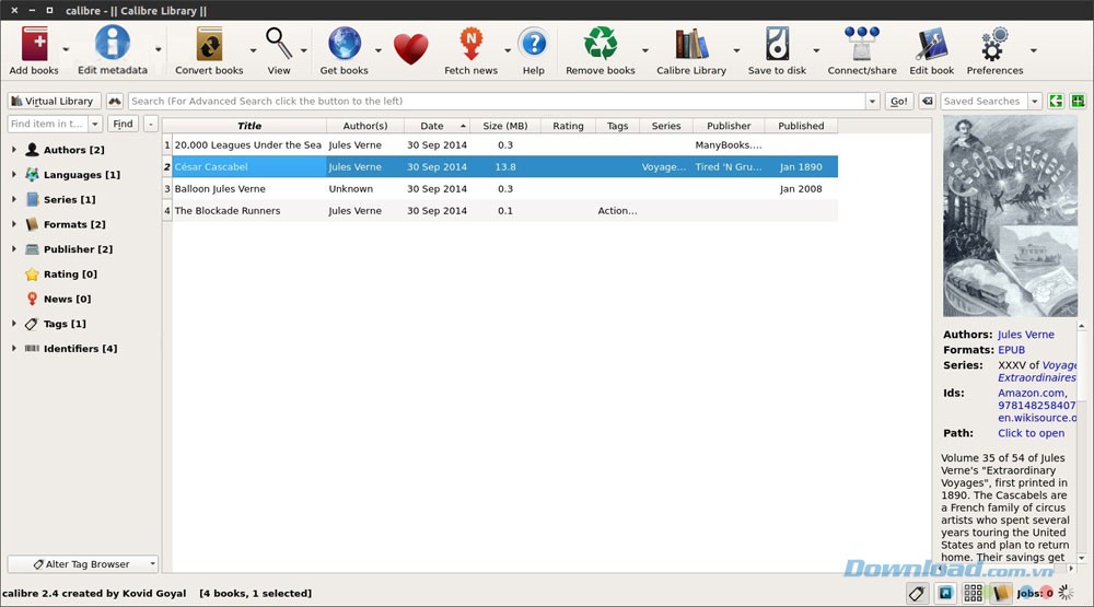 Giao diện Calibre cho Linux