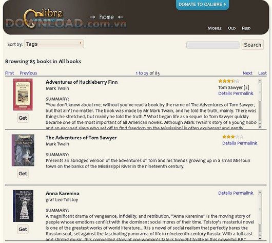 Dễ dàng tìm kiếm sách với công cụ tìm kiếm nâng cao của calibre