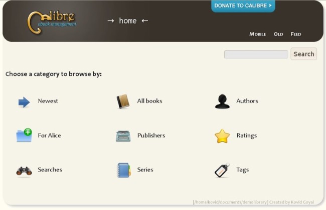 Giao diện chính của Calibre