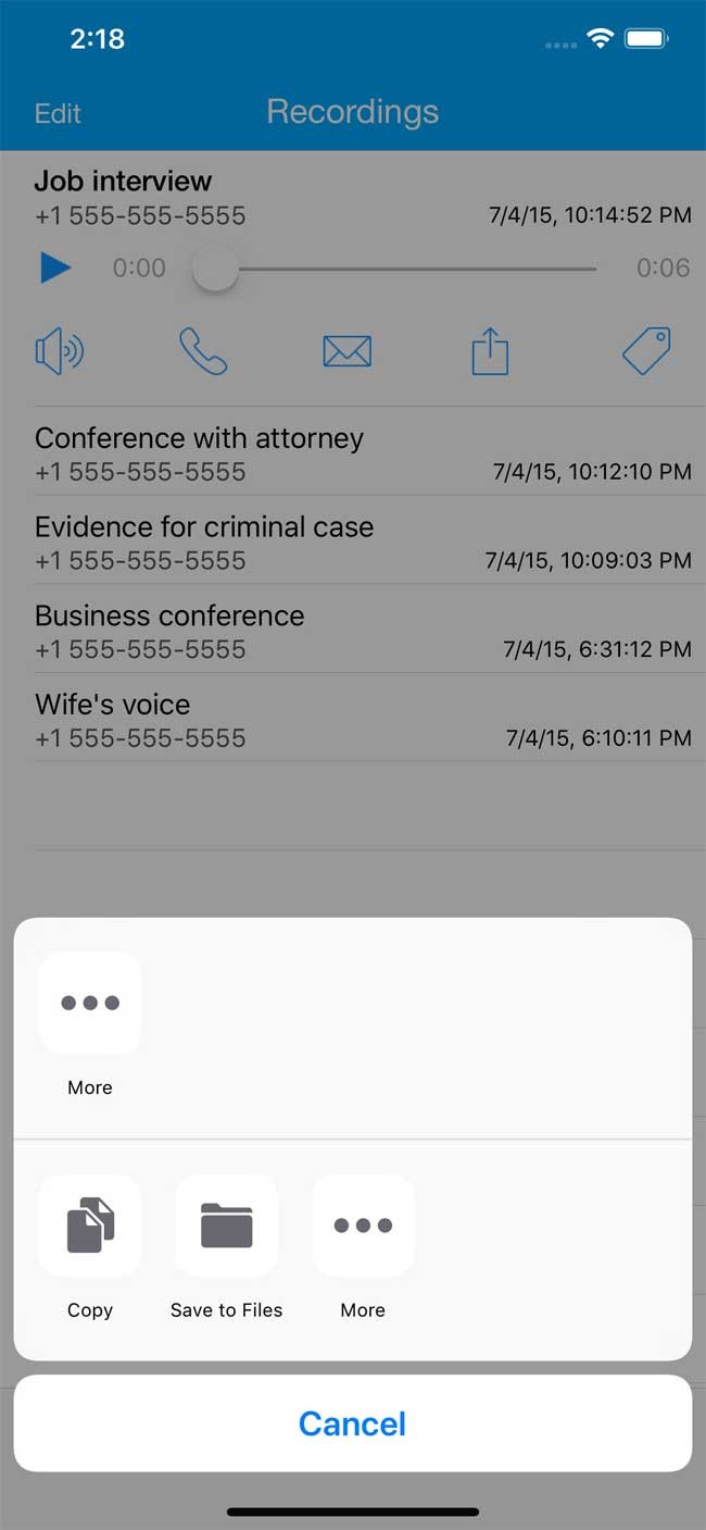 Call Recorder cho iOS rất dễ sử dụng