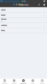 Mục từ yêu thích giúp xem nhanh các từ thường xuyên tra