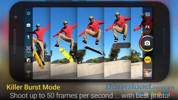 Camera ZOOM FX Premium cho Android có chế độ chụp liên tục