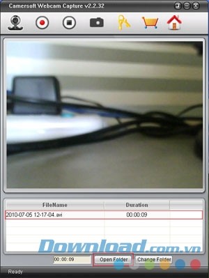 Giao diện đơn giản của Camersoft Webcam Capture