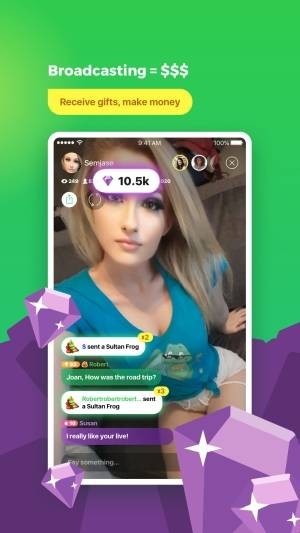 Camfrog Video Chat for iOS phát video của bạn và kiếm tiền