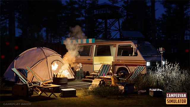 Ngồi bên lửa trại, nấu ăn, nghe nhạc và tận hưởng cuộc sống chậm rãi cùng Campervan Simulator