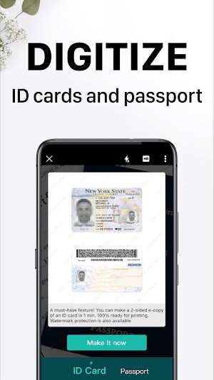 CamScanner có chế độ riêng để scan ID, hộ chiếu