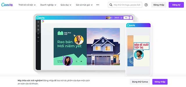 Giao diện web canva