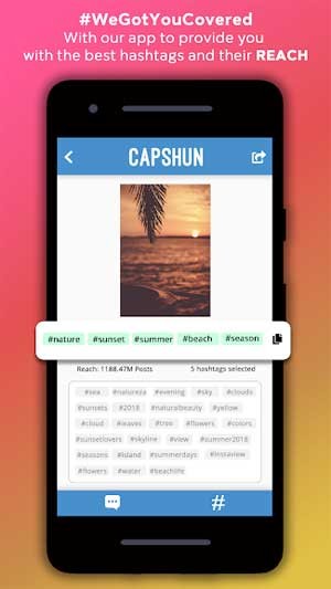 App cung cấp nhiều hashtags để giúp bài đăng của bạn trở nên phổ biến