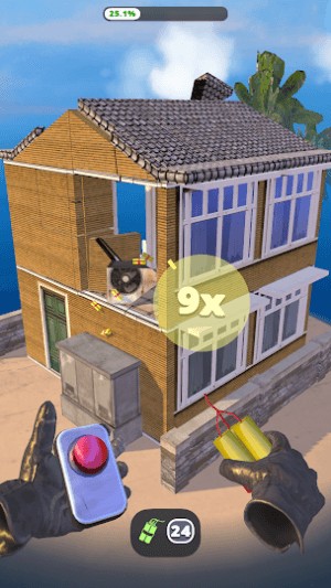 Dùng thuốc nổ để phá hủy nhà trong game Captain TNT