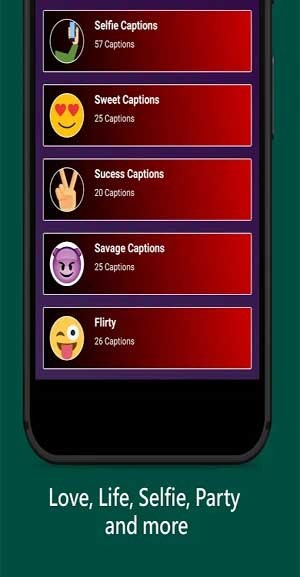 Caption được sắp xếp theo các chủ đề khác nhau