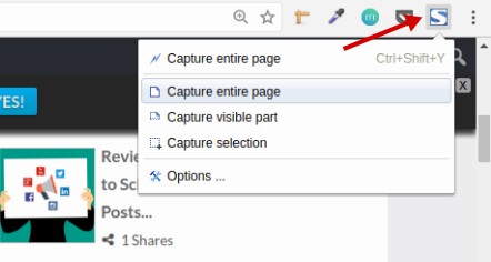 Biểu tượng Fireshot sau khi cài