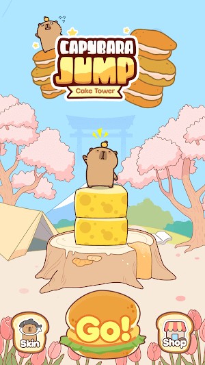 Xây tháp bánh cao tầng cùng với chuột lang nước dễ thương trong game Capybara Jump Cake Tower