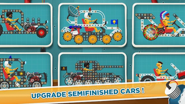 Chế tạo và lắp ráp những chiếc xe độc đáo của riêng bạn trong game Car Builder & Racing for Kids