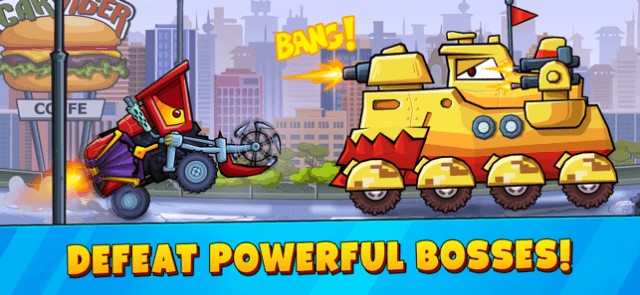 Lái xe và đánh bại những con trùm mạnh trong game đua xe bắn súng Car Eats Car 3