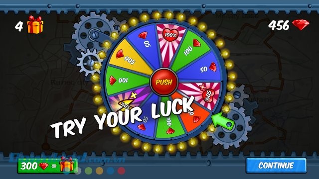 Bánh xe may mắn trong game Car Eats Car