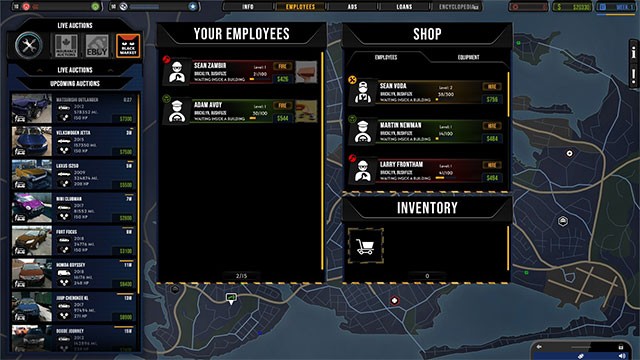 Quản lý nhân sự và các cửa hàng bán xe cũ trong Car Trader Simulator