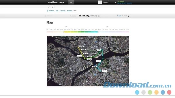 Care4teen cho Android xác định vị trí của trẻ trên bản đồ