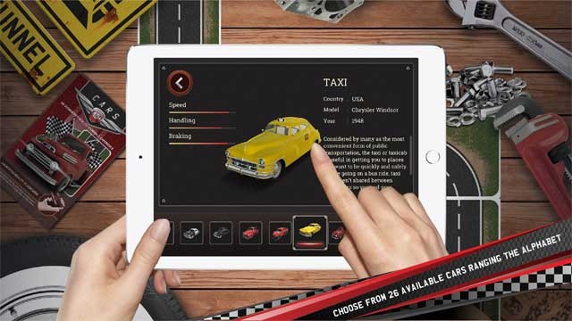 Cars 4D+ có 26 loại xe được sắp xếp theo bảng chữ cái tiếng Anh