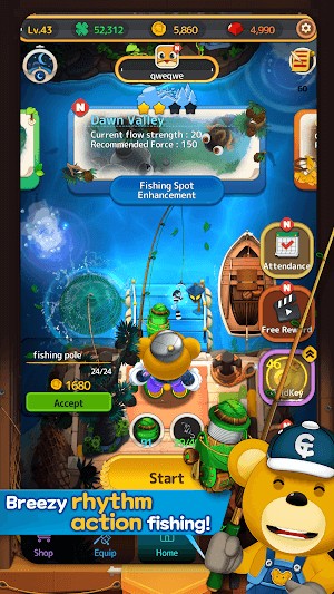 Hành động câu cá nhịp điệu thư giãn