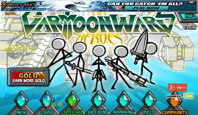 Giao diện game Cartoon Wars 2