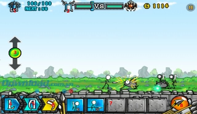 Giao diện màn đấu của game Cartoon Wars 2