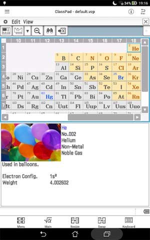 App còn cho phép bạn truy cập vào bảng tuần hoàn