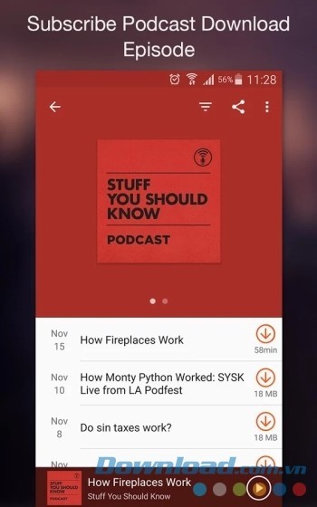 Download các tập tin về máy dưới dạng file mp3 không giới hạn