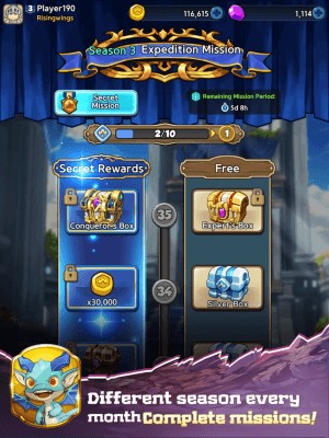 Các mùa khác nhau để bạn cạnh tranh và hoàn thành nhiệm vụ