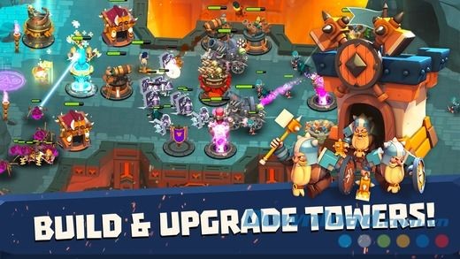 Castle Creeps TD cho iOS xây dựng và nâng cấp hệ thống tháp phòng thủ
