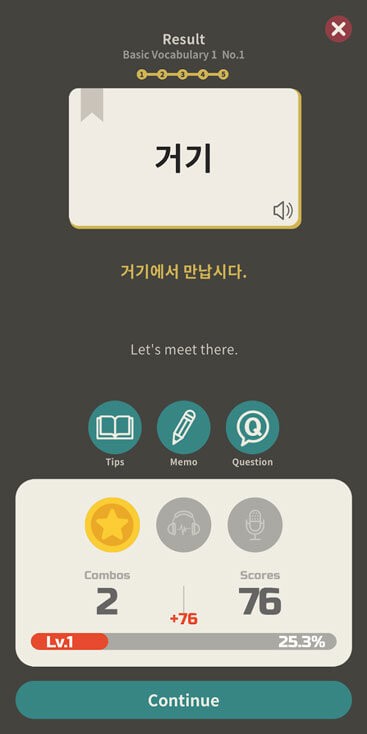 Bảng thành tích học tiếng Hàn