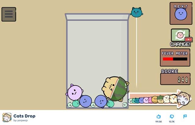 Khi bạn ghép nối những con mèo giống nhau, chúng sẽ hợp nhất thành các con lớn hơn