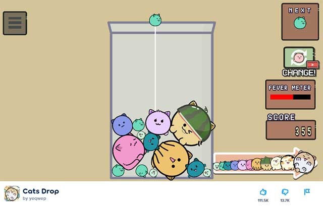 Điểm của bạn sẽ phụ thuộc vào kích thước của những con mèo bạn hợp nhất