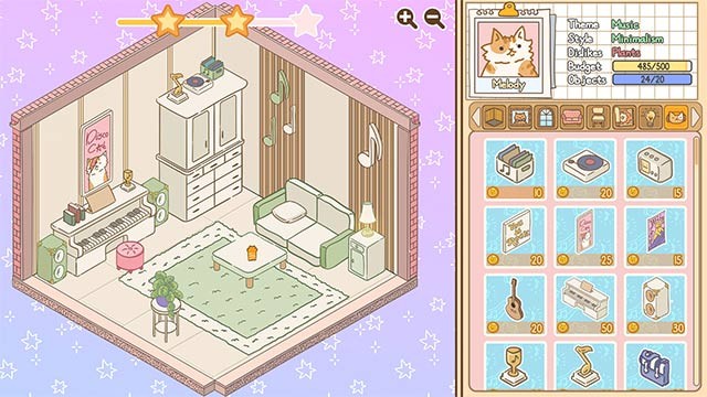 Cats in Cozy Rooms là game mô phỏng thiết kế ngôi nhà mèo con cưng xỉu với tông màu pastel