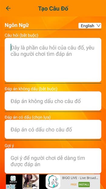 Tạo câu hỏi