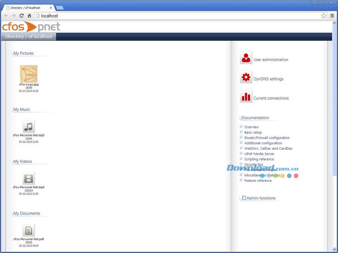 Giao diện của cFos Personal Net