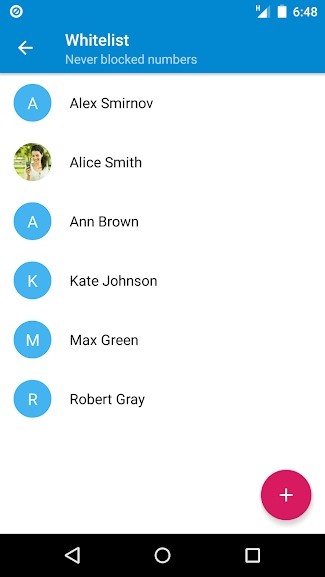 Whitelist trong Call Blocker cho Android