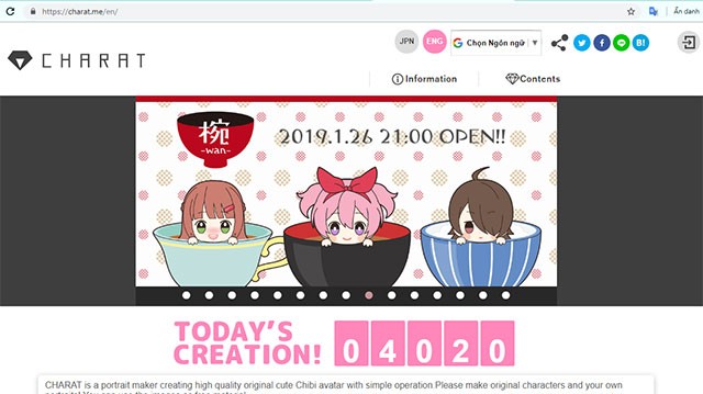 Giao diện chính của ứng dụng Charat