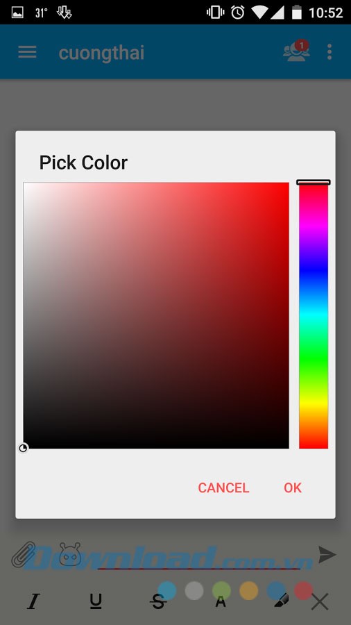 Lựa chọn thay đổi màu sắc văn bản