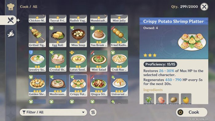 Nấu 20 món ăn mỗi ngày để thêm 360 BEP vào tổng quá trình tăng cấp độ Battle Pass