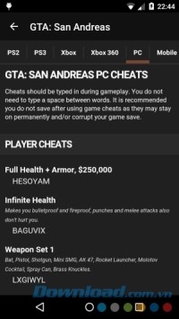 Cheats for GTA cho Android hỗ trợ chơi game cướp đường phố