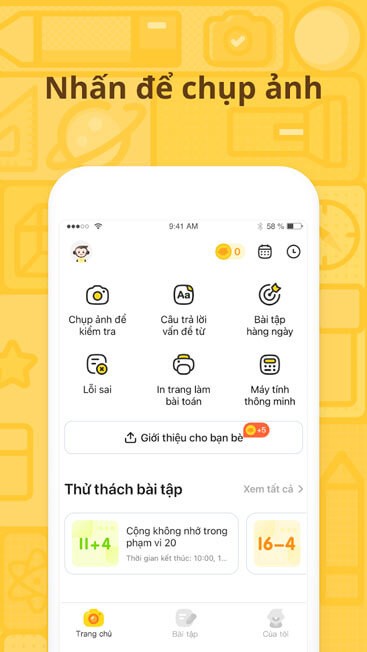 Nhấn để chụp ảnh đề toán
