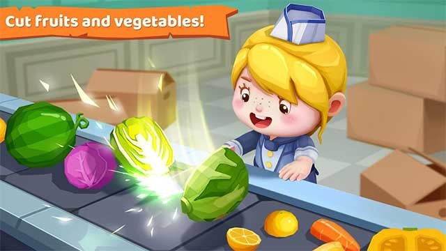 Chạm vào trái cây bé thích để cắt đôi chúng