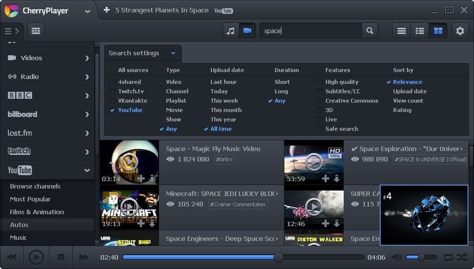 Danh sách phát nhạc trên CherryPlayer