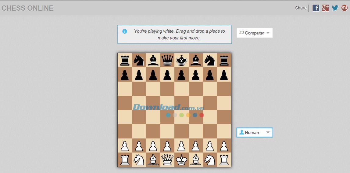 Giao diện đơn giản của Chess Online