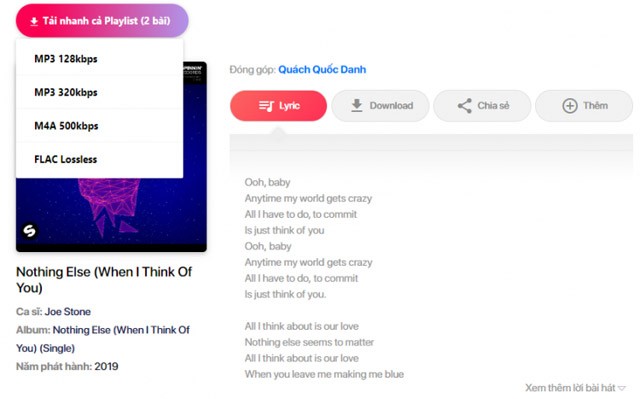 Tải nhanh cả Playlist