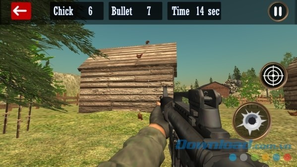 Thử kỹ năng bắn súng bằng nhiều loại vũ khí khác nhau trong Chicken Shoot cho Android