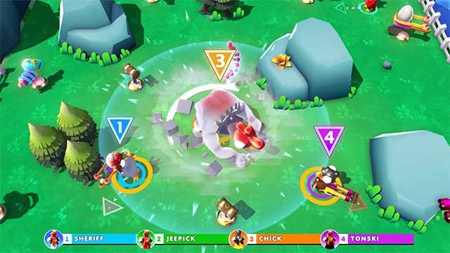 Chickenoidz Super Party là game bắn súng đấu trường dành cho tối đa 4 người chơi