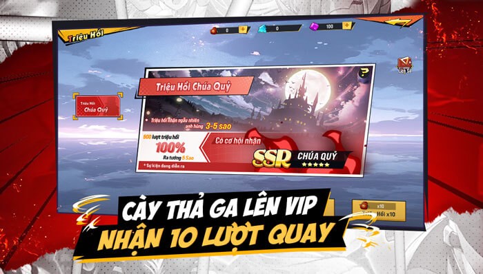 Cày thả ga lên VIP, nhận 10 lượt quay miễn phí